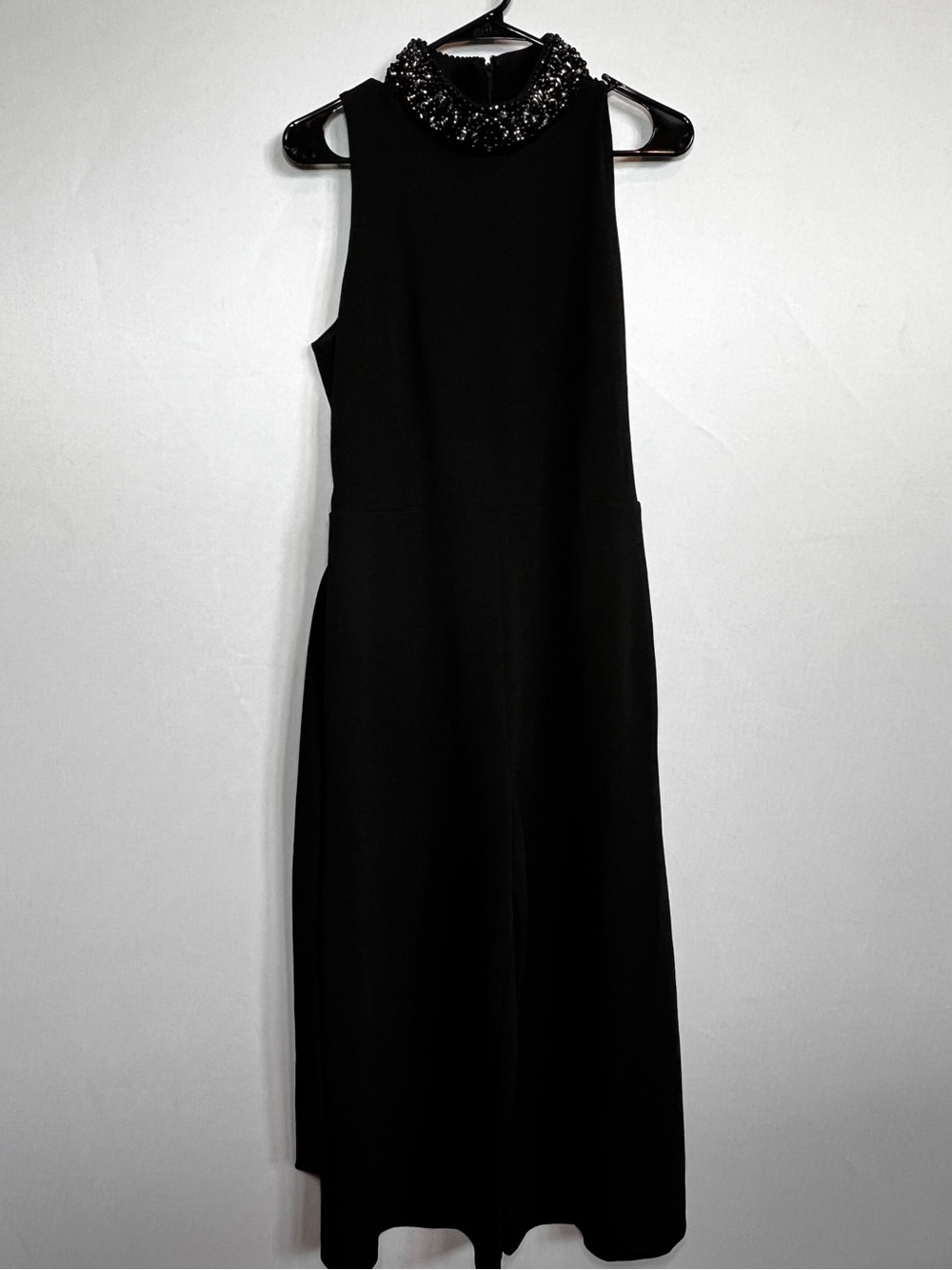 Badgley Mischka Black Beaded Halter Jumpsuit with Waist Sash (NEW) - Picture 7 of 16